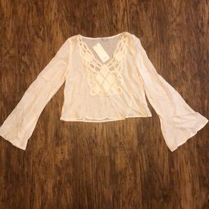white crop top with lattice front